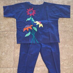 Alfredo's Wife Blue Sunflower Top with Pants